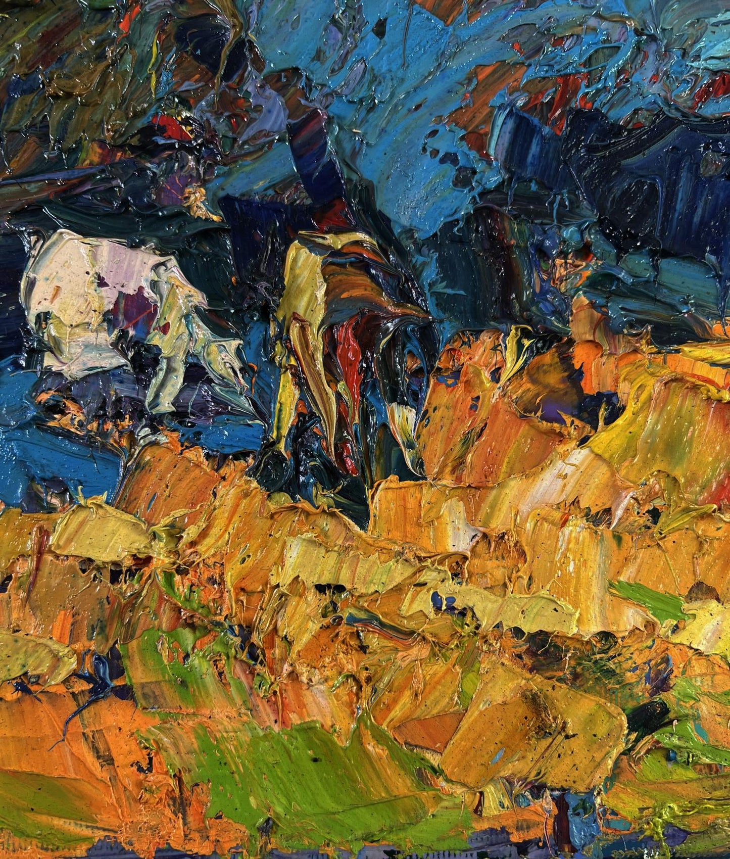 Vibrant impressionist oil painting Autumn aflame of fire by Oleksiy Ivanyuk