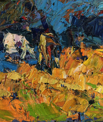 Vibrant impressionist oil painting Autumn aflame of fire by Oleksiy Ivanyuk