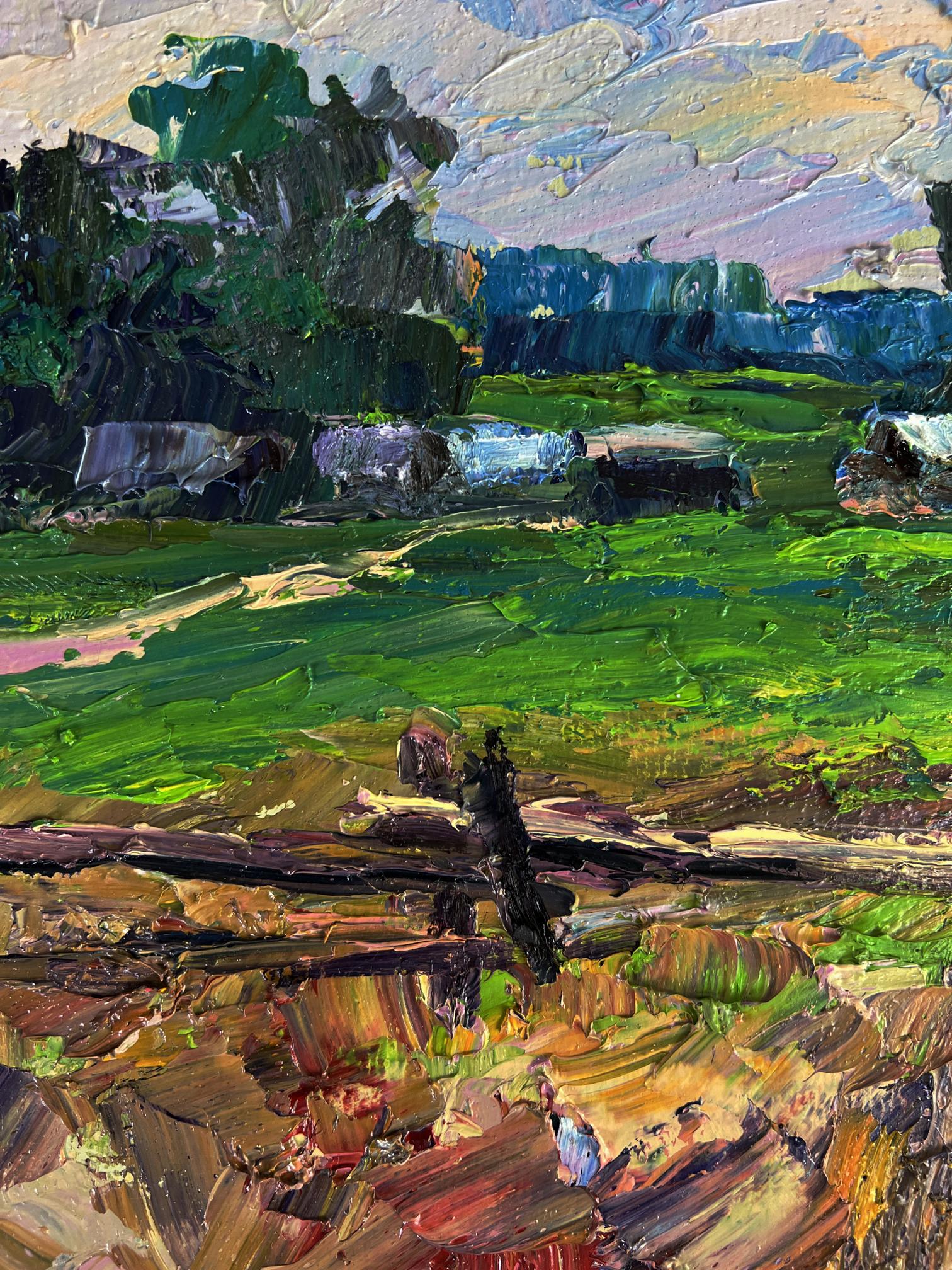 Vibrant impressionist oil painting The edge of the village by Boris Serdyuk