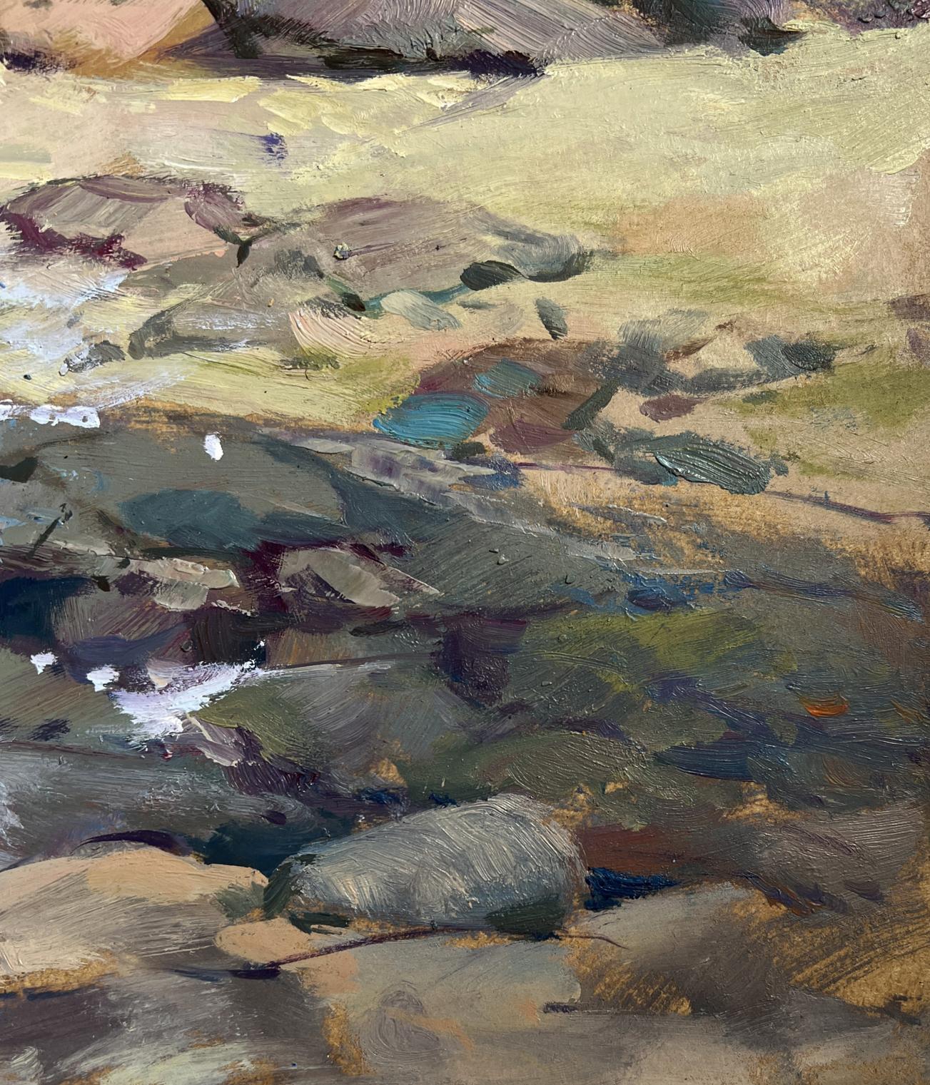 Oil painting Freedom over the sea by Yuriy Suprunchuk with rocky streambed