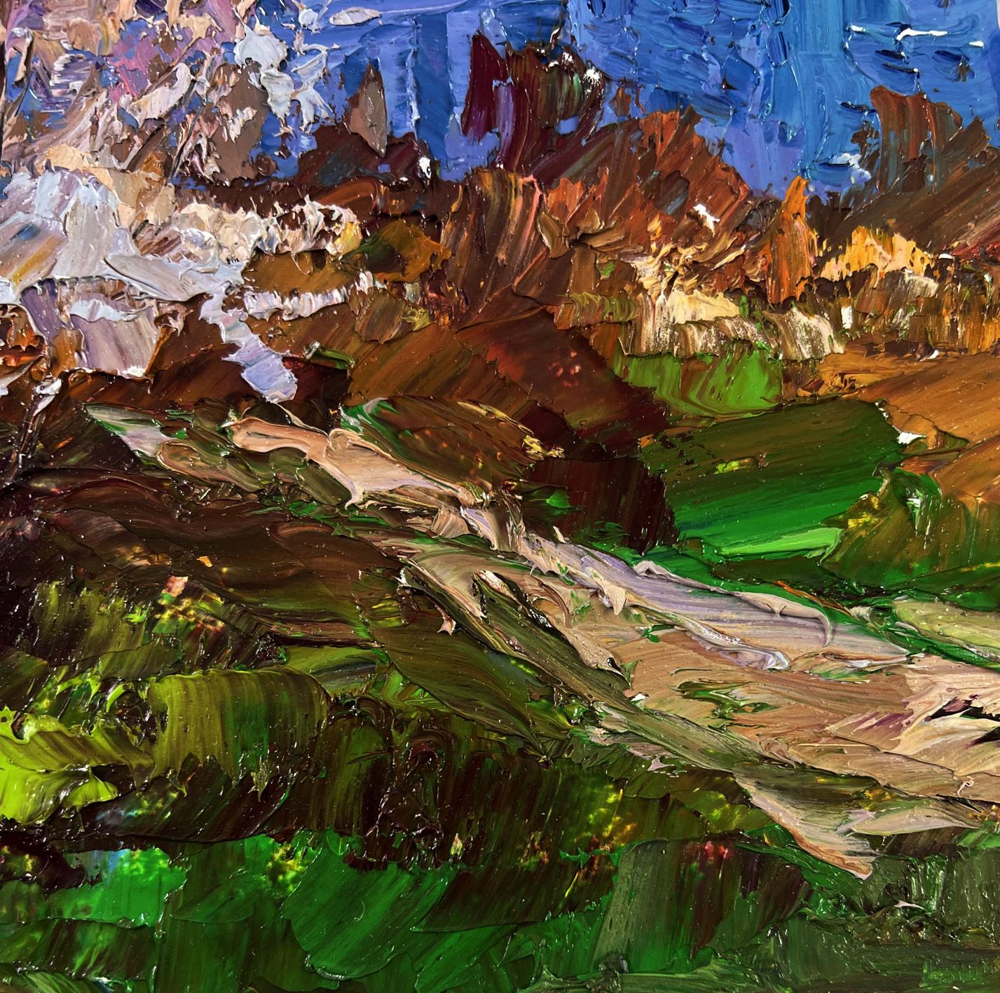 Vibrant impressionist oil painting Evening envelops the city by Boris Serdyuk