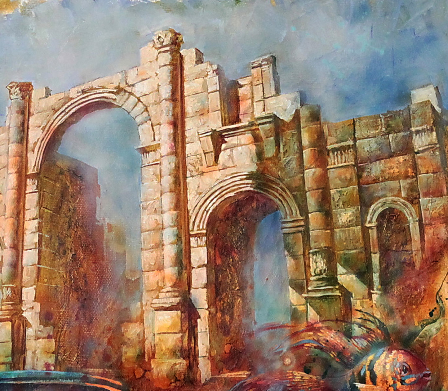Oil painting Forgotten Motive by Alexander Dobrodiy: weathered stone archway