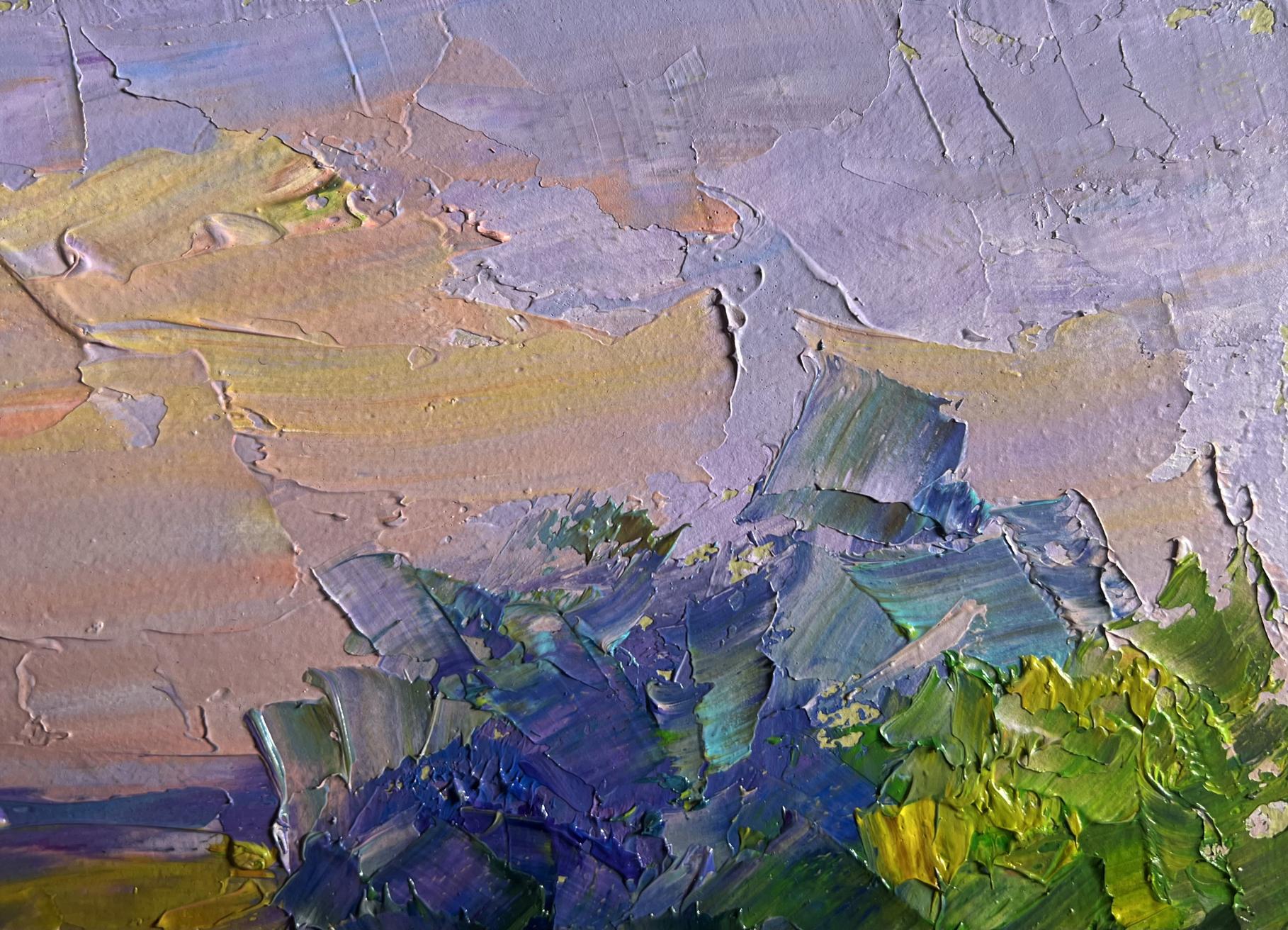 Oil painting of summer flower meadow by Boris Serdyuk with impasto strokes