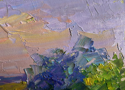 Oil painting of summer flower meadow by Boris Serdyuk with impasto strokes