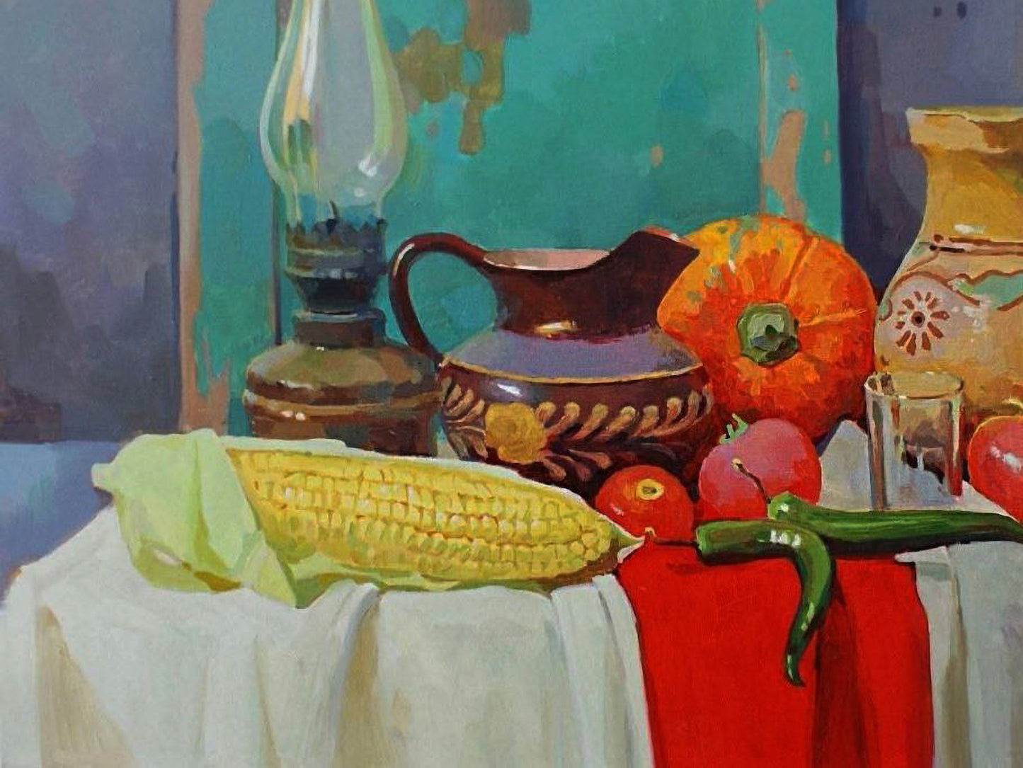 Vibrant orange pumpkin by Anastasia Yaroshevich oil painting on table