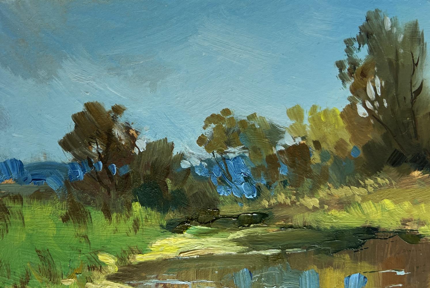 Vibrant impressionist oil painting Summer in green banks by Yuriy Suprunchuk