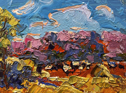 Vibrant impressionist oil painting Golden autumn field by Oksana Ivanyuk
