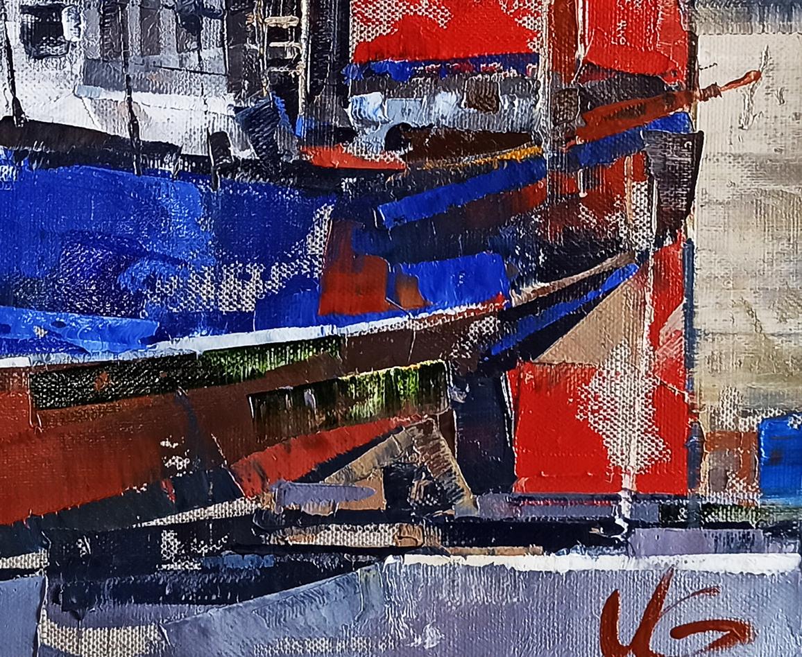 Oil painting The ship is under repair by Volodymyr Gluhomanyuk
