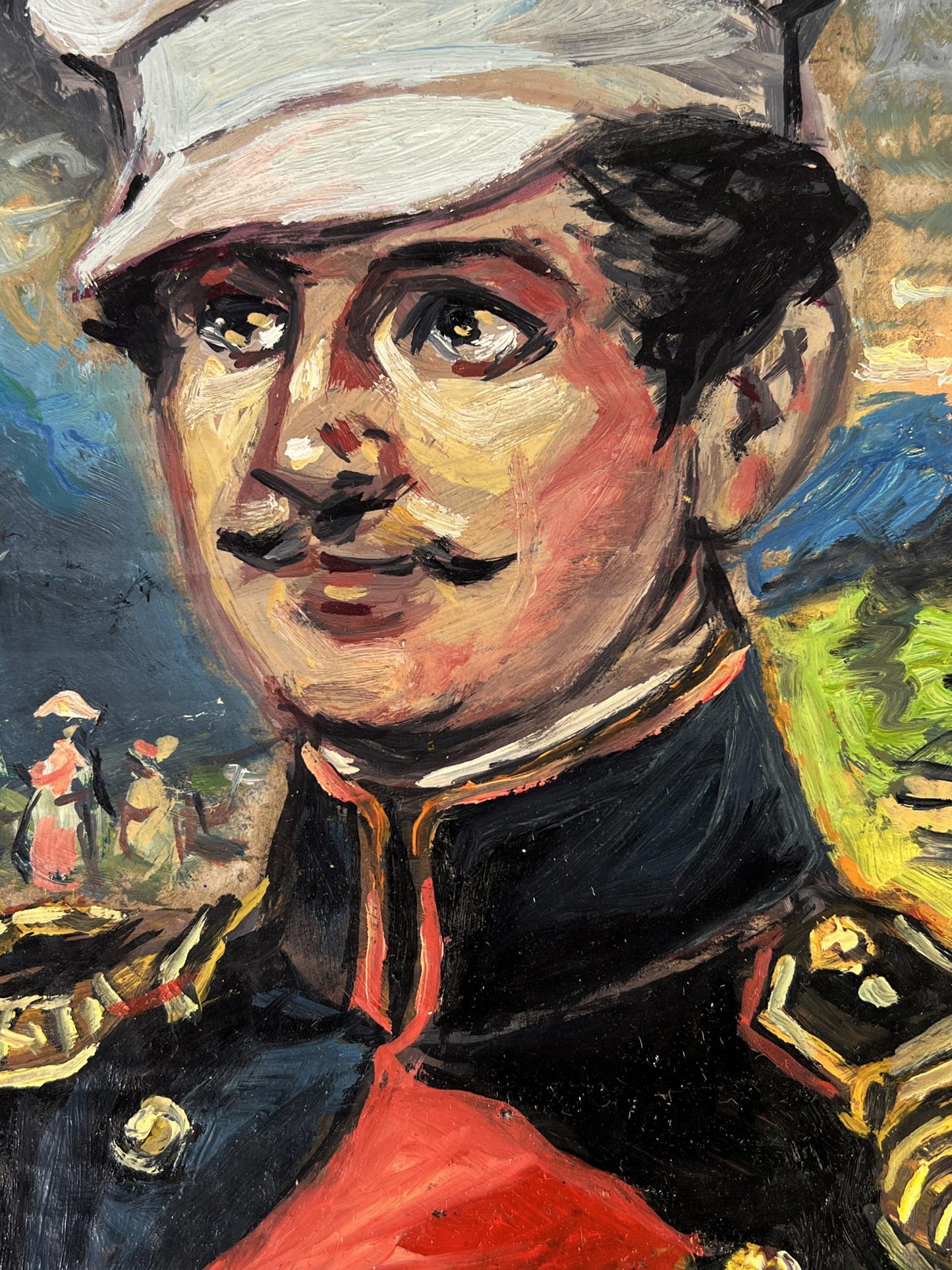 Vibrant impressionist oil painting portrait of officer Alexander Litvinov