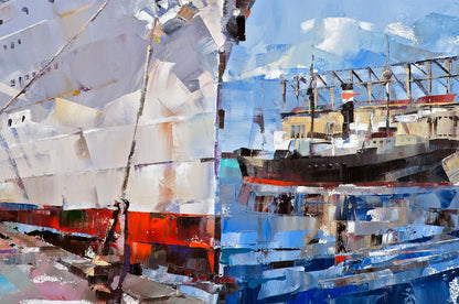 Oil painting of passenger steamship Milwaukee by Volodymyr Gluhomanyuk