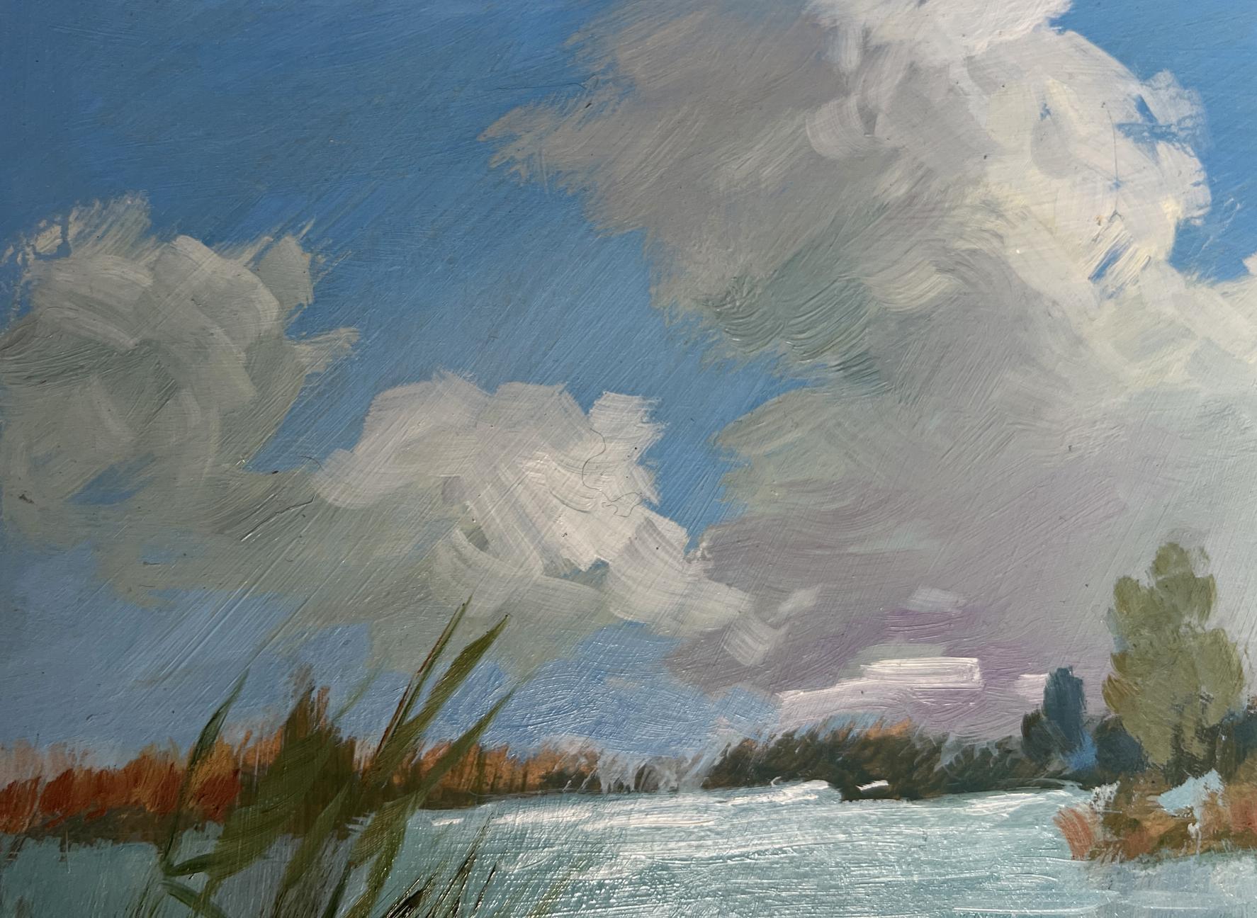 Oil painting of summer cloudy landscape by Yuriy Suprunchuk