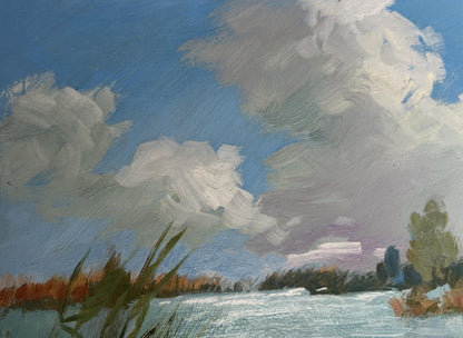 Oil painting of summer cloudy landscape by Yuriy Suprunchuk