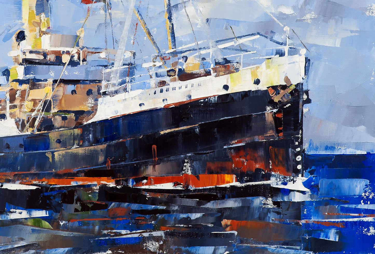 Stylized oil painting of Steamship John Oxley by Volodymyr Gluhomanyuk