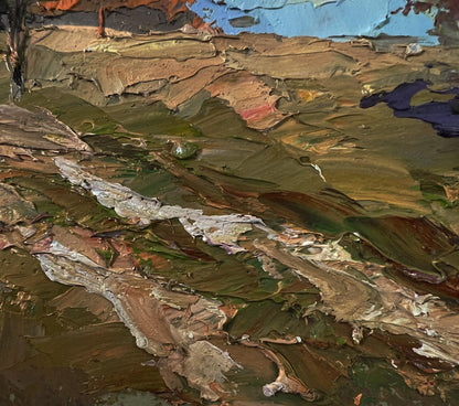 Oil painting Across the Autumn Field by Boris Serdyuk in earthy tones