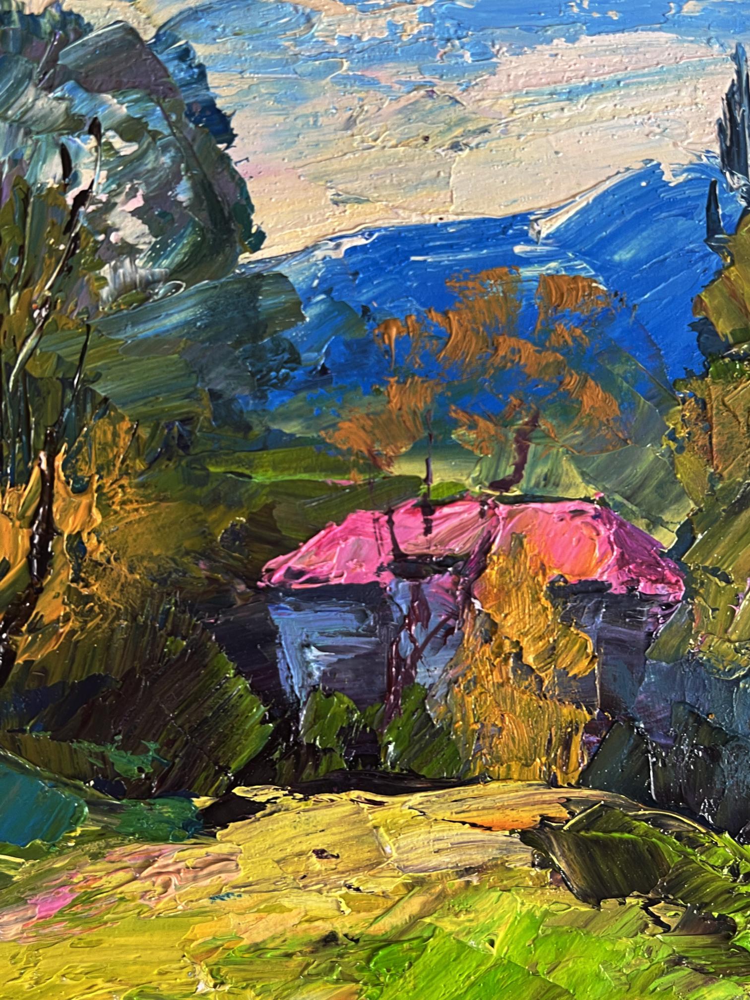 Oil painting The House with the Pink Roof by Boris Serdyuk