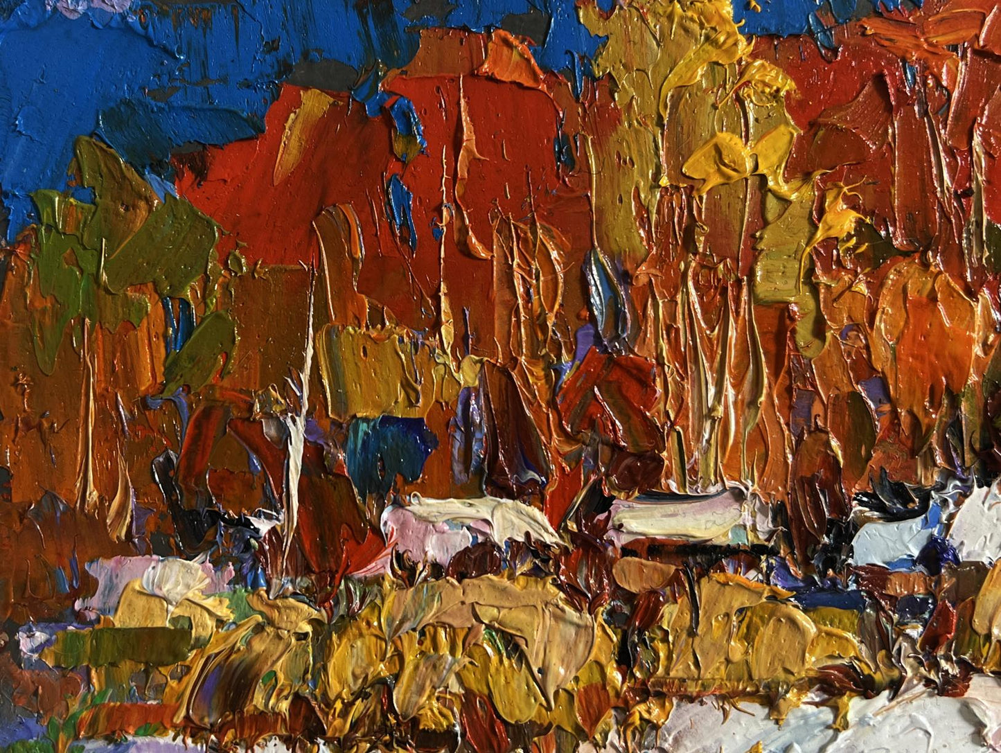 Vibrant impressionist oil painting Sunny winter day by Oksana Ivanyuk