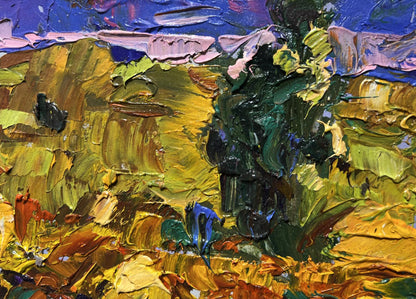 Vibrant oil painting The edge of a plowed field by Oleksiy Ivanyuk