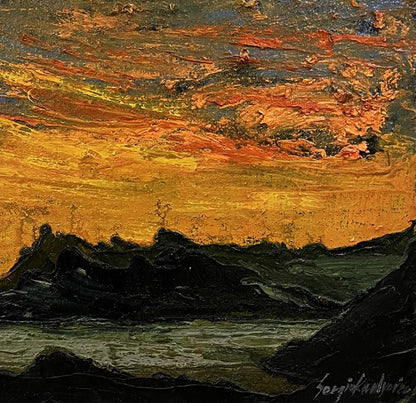 Vibrant impressionist oil painting Over the Mountains by Serhiy Kovalev