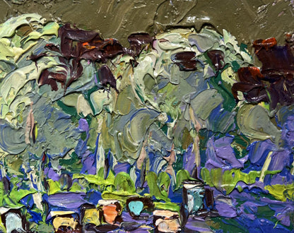 Oil painting In the shade of the garden by Oksana Ivanyuk impasto textures