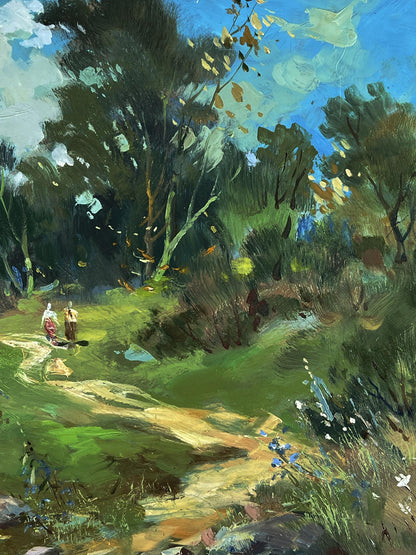 Vibrant impressionist oil painting Summer day in the forest by Yuriy Suprunchuk