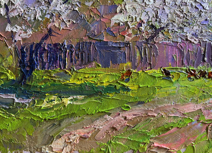 Oil painting of cherry blossoms by Boris Serdyuk with vibrant impasto strokes