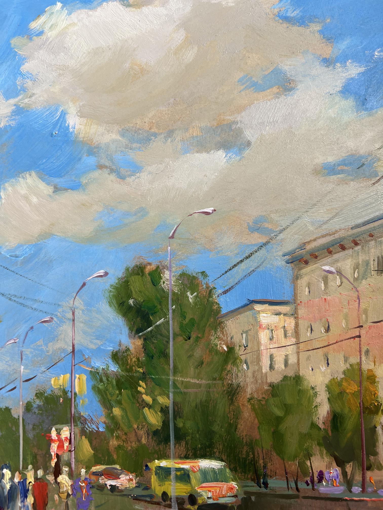 Vibrant impressionistic oil painting Summer rhythm of the city by Yuriy Suprunchuk