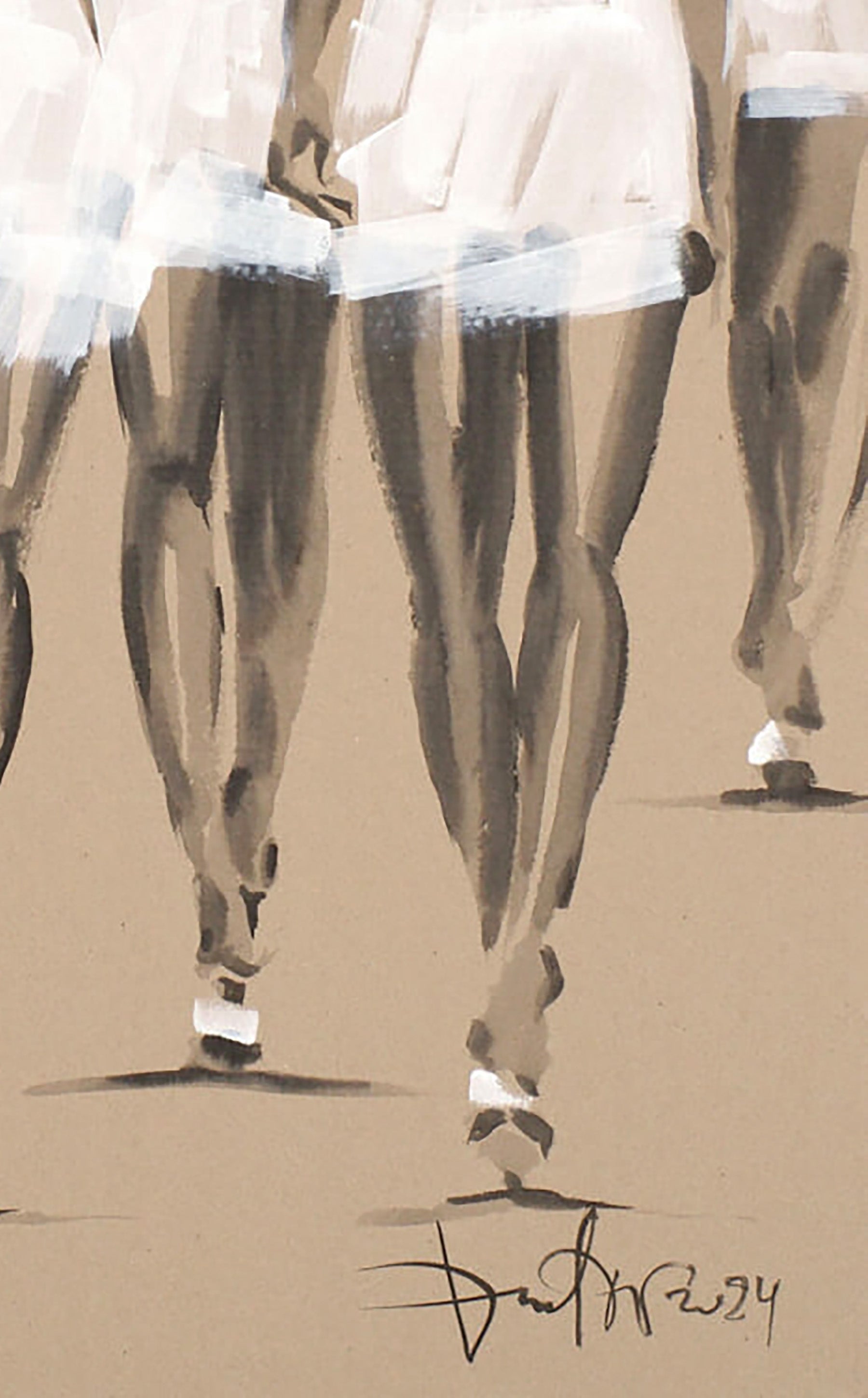 Watercolor ballerinas in white tutus by Dima Filatov, acrylic painting
