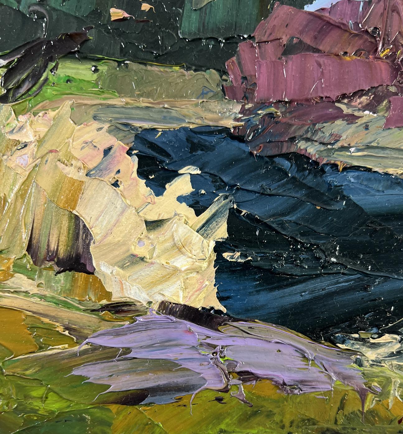 Oil painting Golden autumn in all its glory by Boris Serdyuk textured purples greens blues