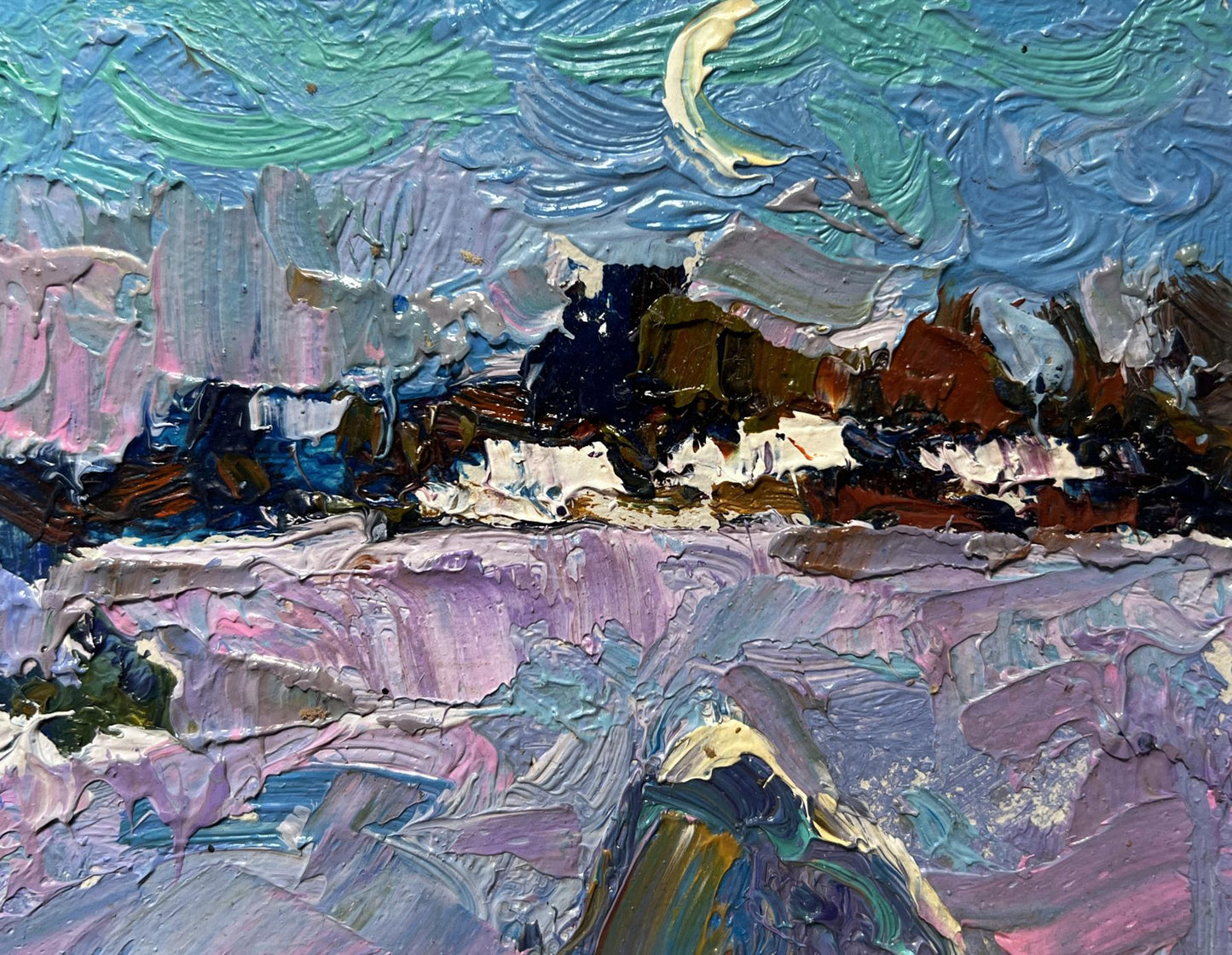 Oil painting The field was covered with snow by Oleksiy Ivanyuk, snowy landscape