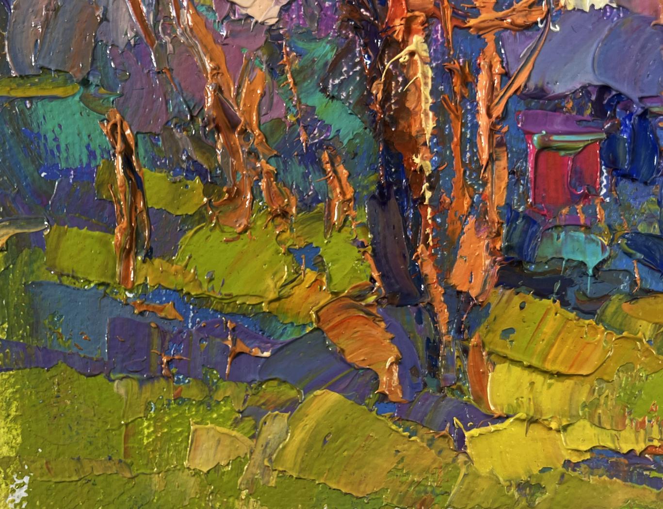 Vibrant impressionist oil painting Sunny day at the apiary by Oksana Ivanyuk