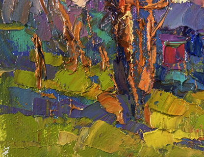 Vibrant impressionist oil painting Sunny day at the apiary by Oksana Ivanyuk