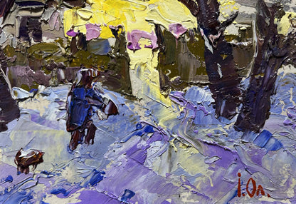 Oil painting Over the Evening by Oleksiy Ivanyuk textured impressionist scene