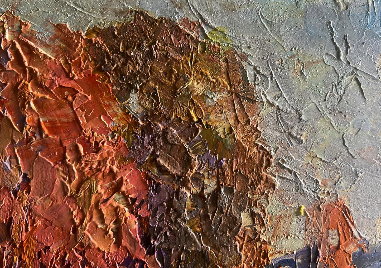 Oil painting Autumn evening in the forest by Boris Serdyuk, impasto textures