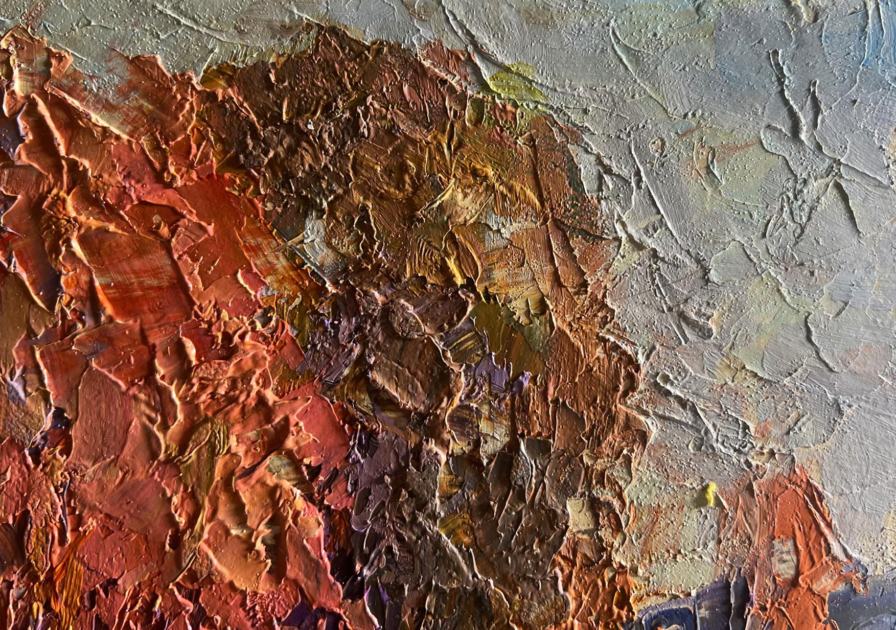 Oil painting Autumn evening in the forest by Boris Serdyuk, impasto textures