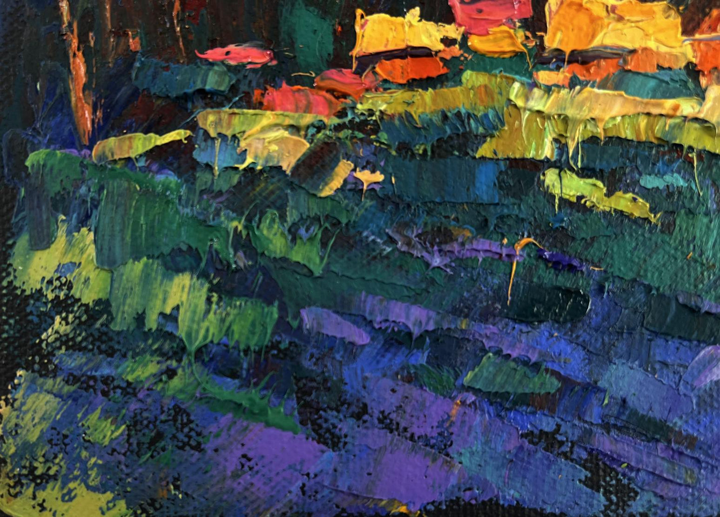 Vibrant Fires ignite darkness and silence oil painting by Oksana Ivanyuk