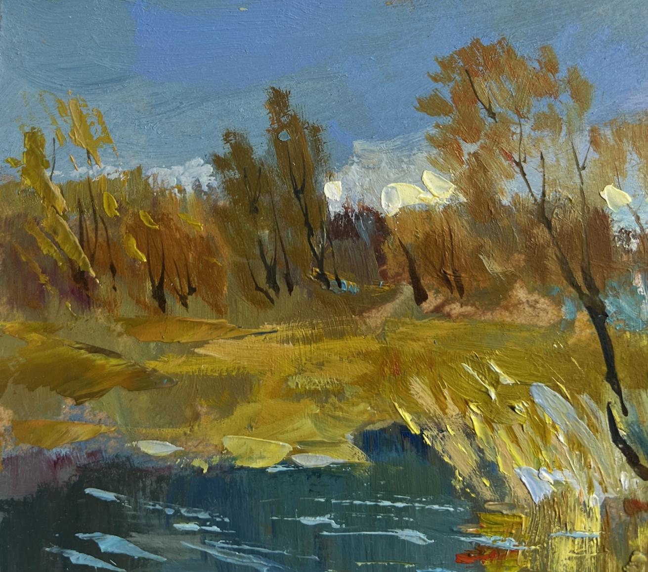 Oil painting River in golden foliage by Yuriy Suprunchuk