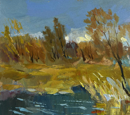 Oil painting River in golden foliage by Yuriy Suprunchuk