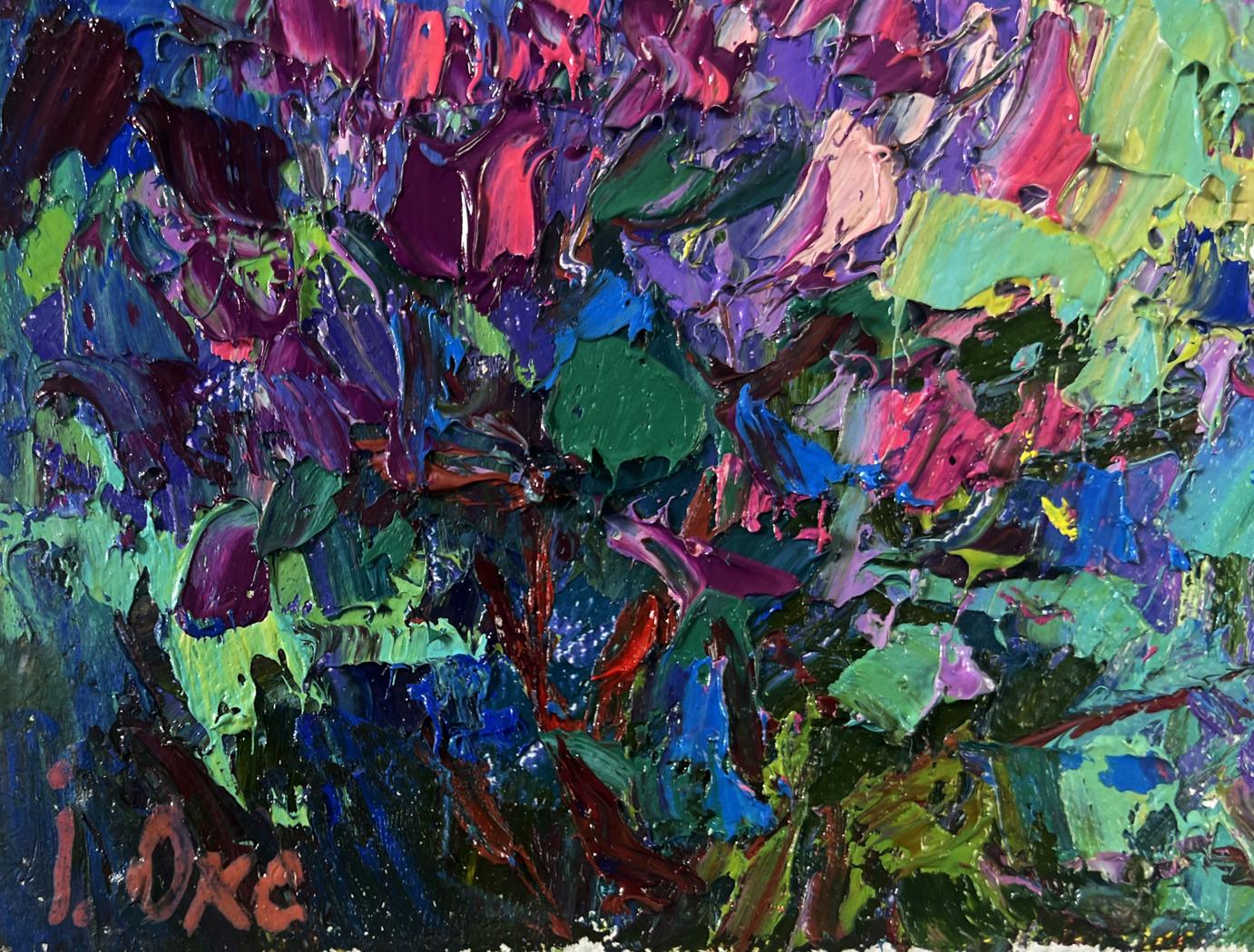Vibrant oil painting The first lilac over the field by Oksana Ivanyuk