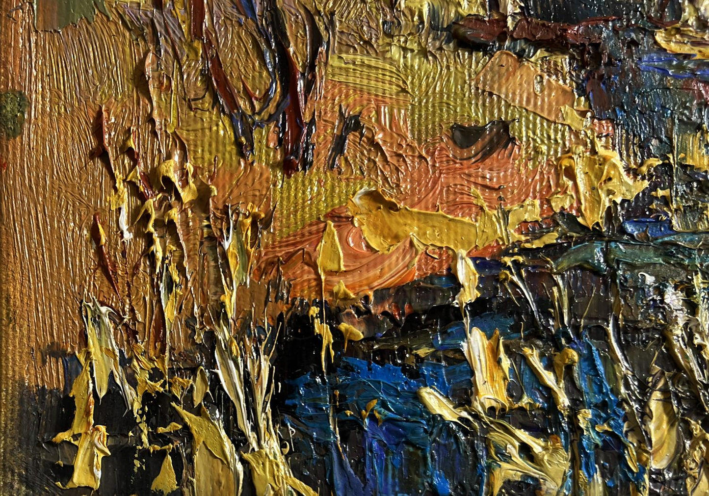 Textured impasto oil painting Near a quiet river by Oleksiy Ivanyuk