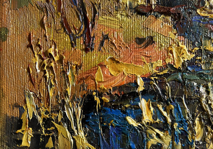 Textured impasto oil painting Near a quiet river by Oleksiy Ivanyuk