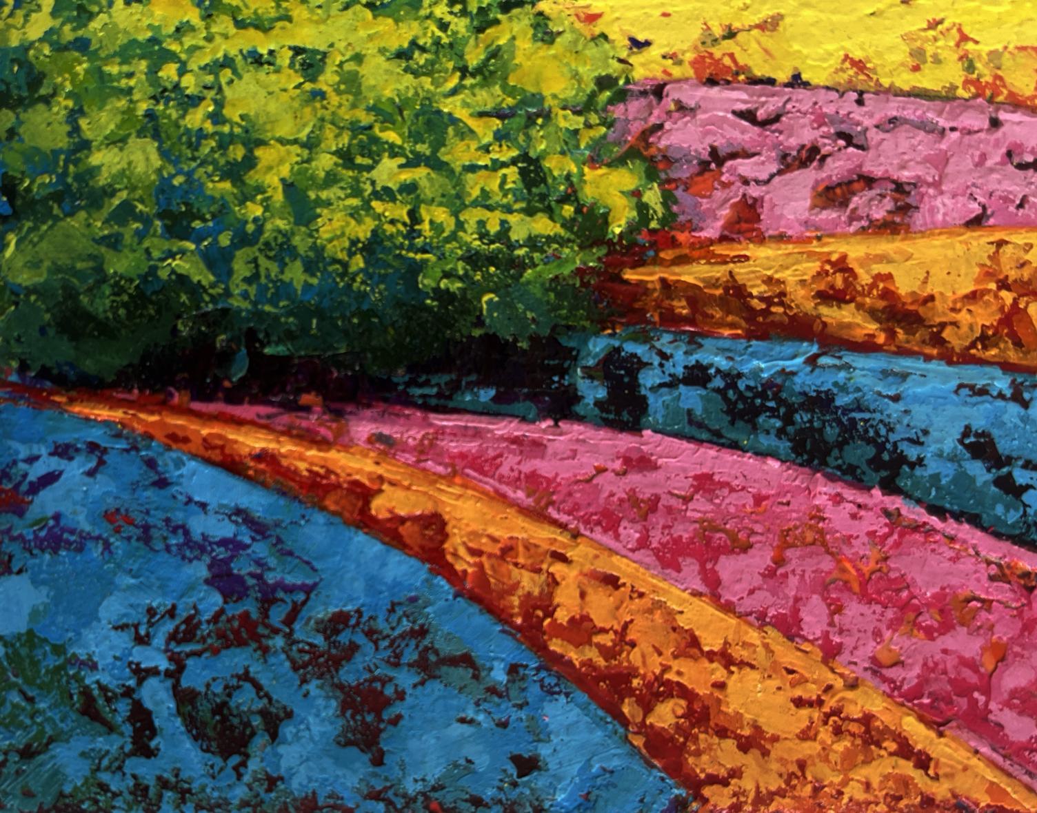 Vibrant Summer twilight forest oil painting by V. Zadorozhnya