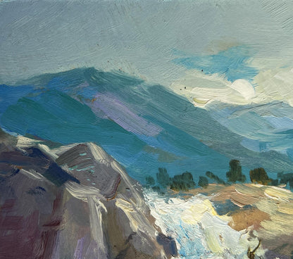Oil painting of waterfall in mountains by Yuriy Suprunchuk