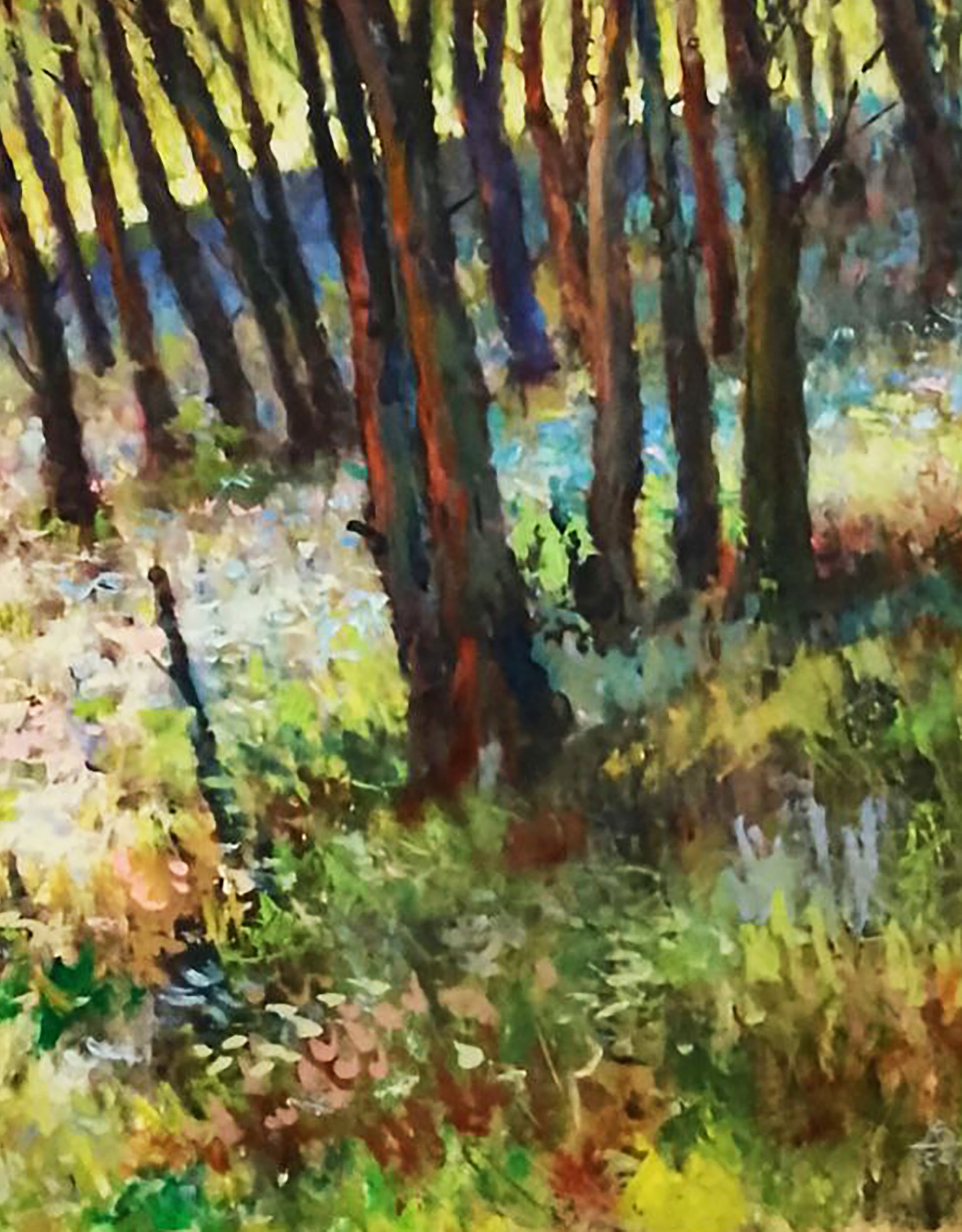 Vibrant impressionist oil painting Pleasant summer forest by Vitaly Duhnevich