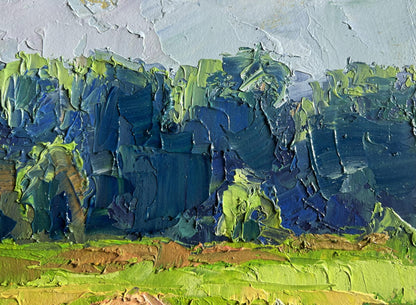 Oil painting The storks have arrived by Boris Serdyuk impasto landscape