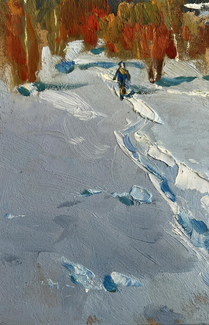 Oil painting Walking in the winter forest by Yuriy Suprunchuk
