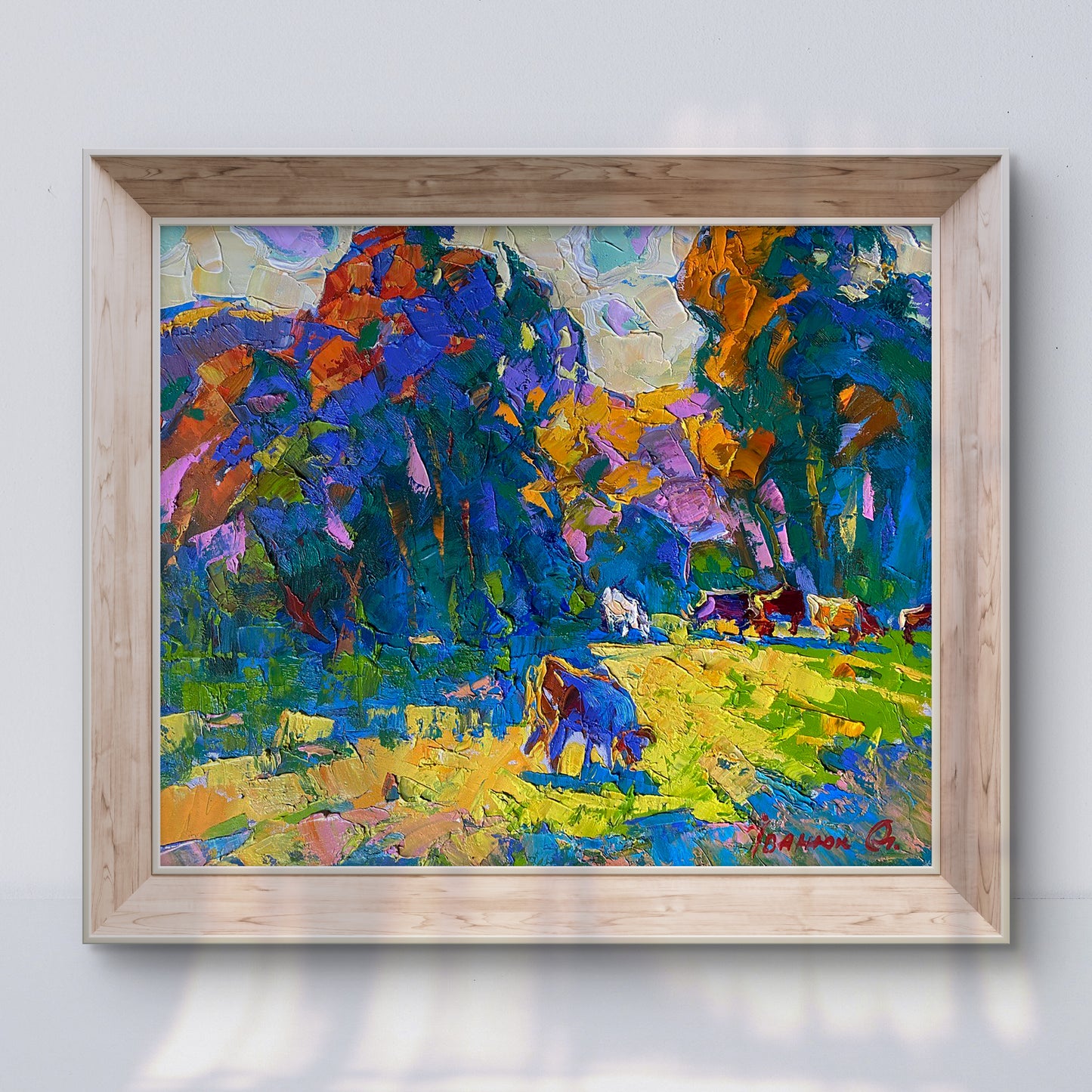 Oil painting On the edge of the forest by Oleksiy Ivanyuk in wood frame