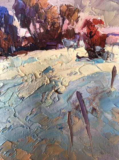 Oil painting Winter distance by Oksana Ivanyuk in earthy tones