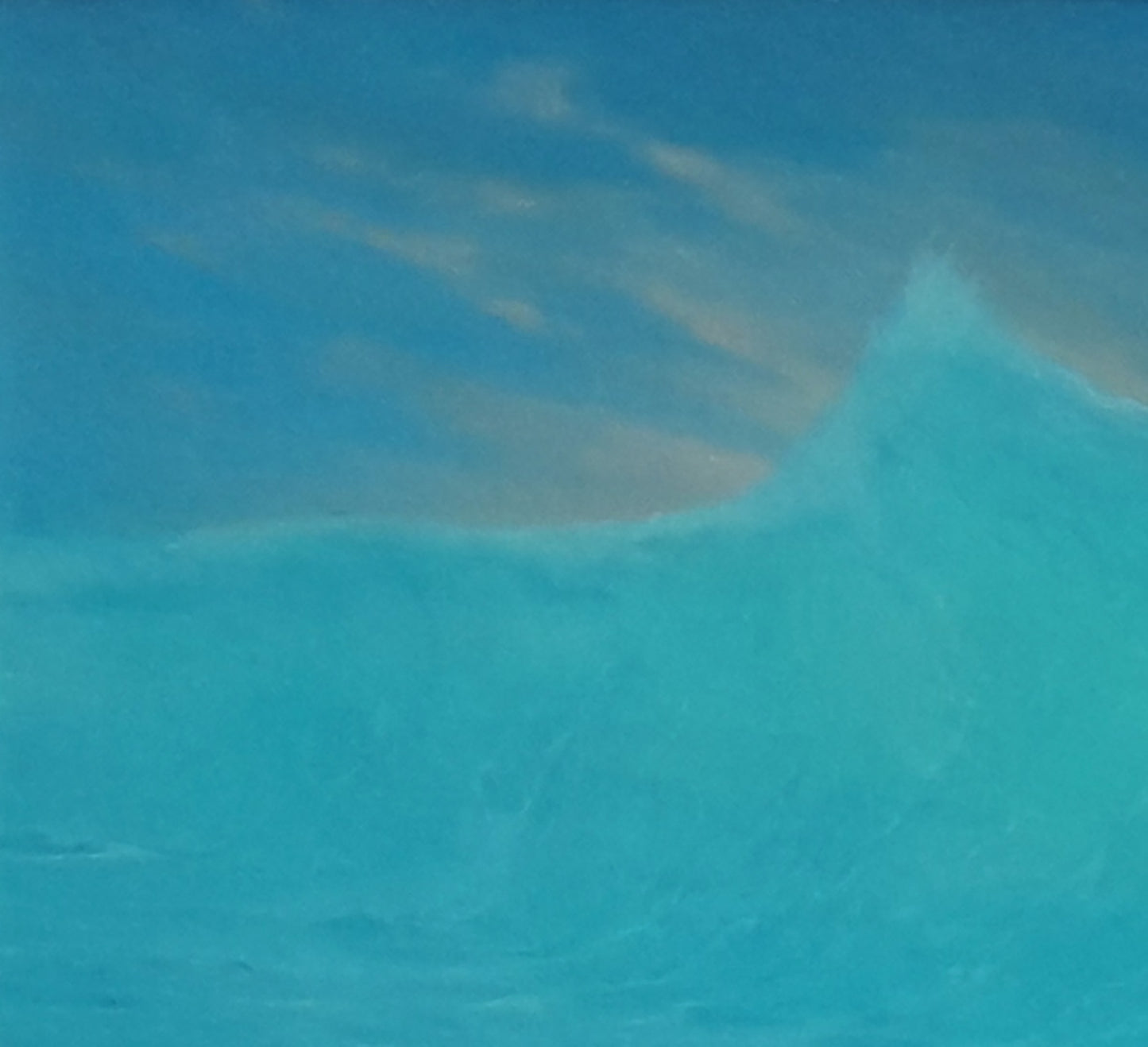 Oil painting of turquoise sea wave cresting by Vasily Korkishko