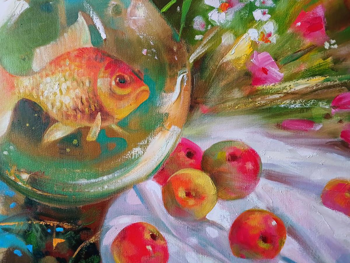 Abstract oil painting Festive Fauna Anatoly Tarabanov