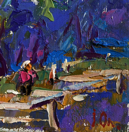 Vibrant impressionist oil painting A walk through the city park by Oleksiy Ivanyuk
